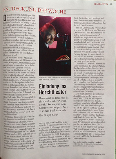 Frankfurter Allgemeine Zeitung Rezension Autobiographie Hans Joachim Roedelius